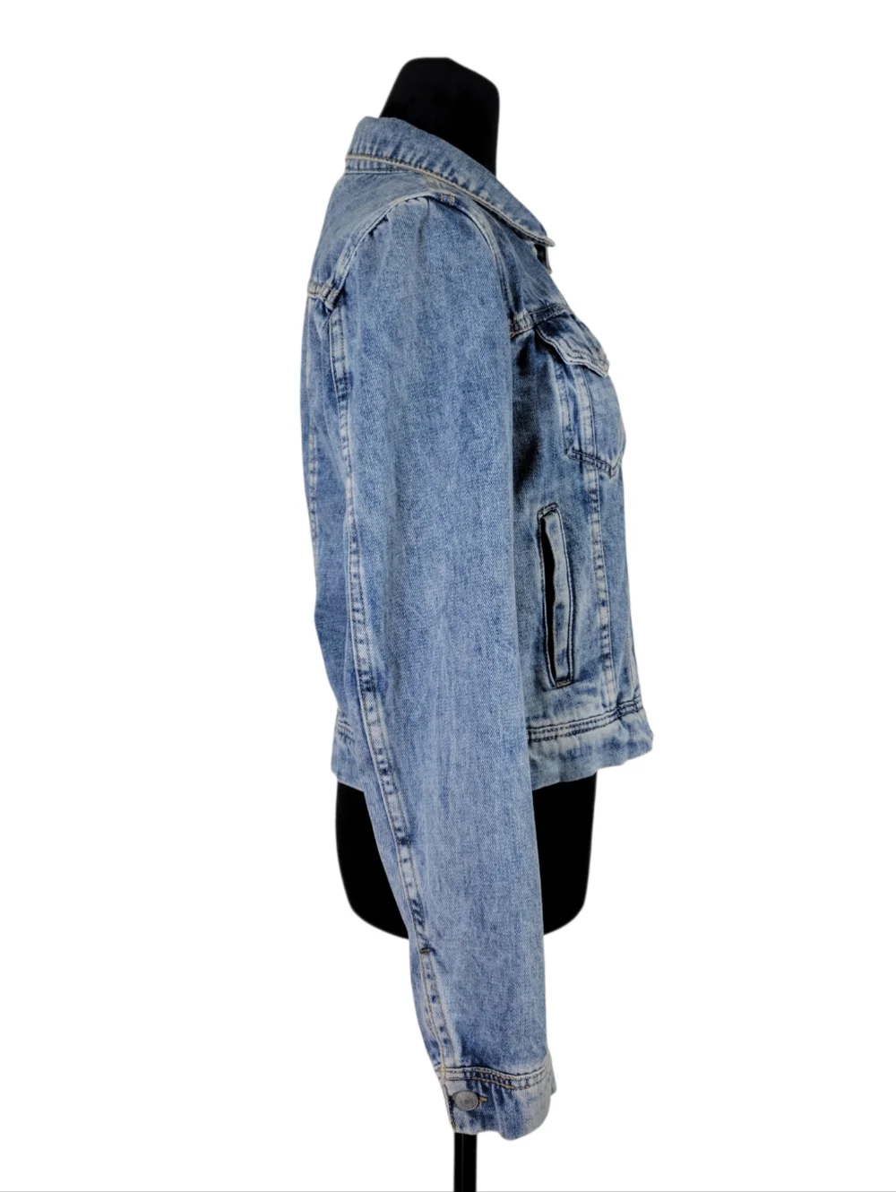 Free People Trucker Jacket Women Size S Acid Wash Light Denim Cotton Blend - Picture 3 of 11